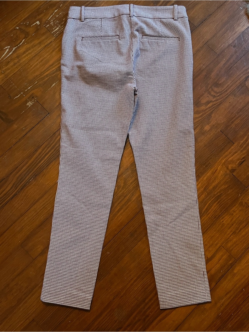 Loft Women’s Size 6 Burgundy and Cream Houndstooth Sutton Skinny Pants - Picture 9 of 10